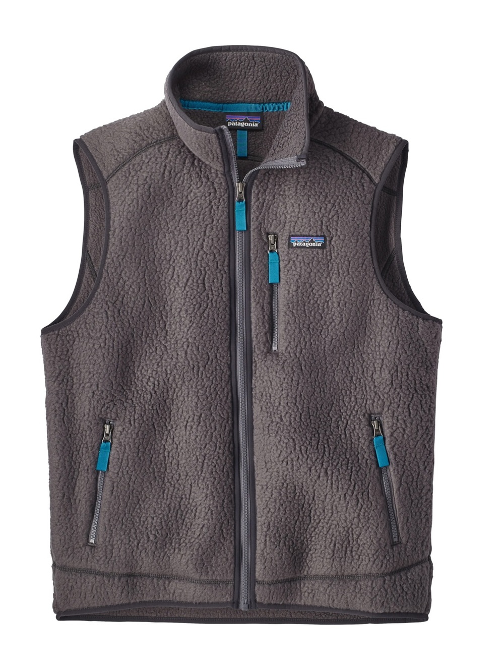 Patagonia Retro Pile grey blue accent fleece Vest Style #22820 sz small gorpcore